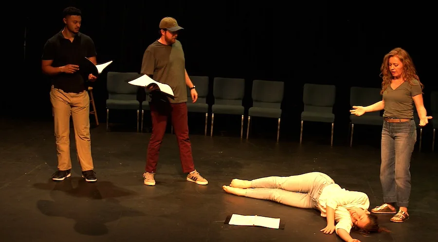 ‘The Critic’ weighs in with a solid cast, uneven script 3 actors onstage in a play
