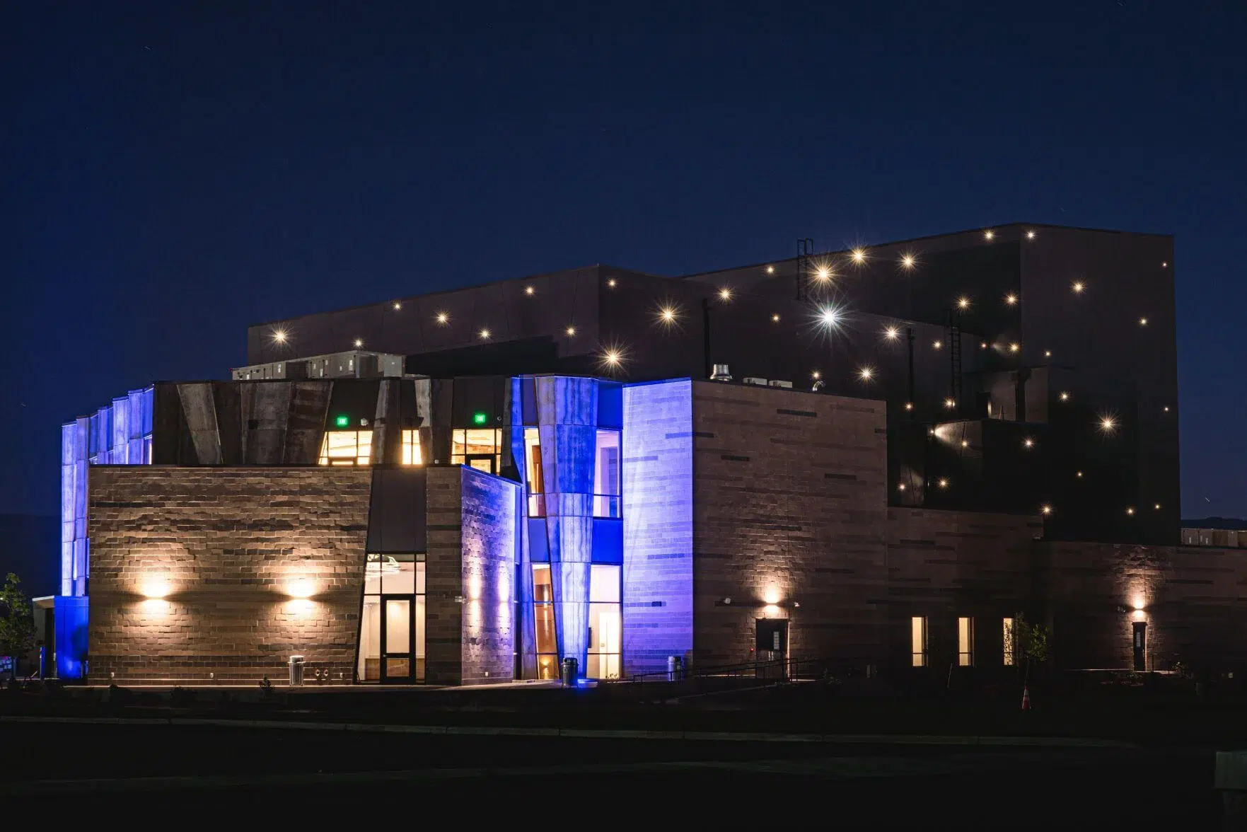 Asteria Theatre exterior, night