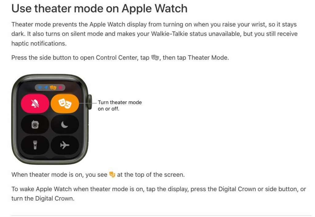 Apple Watch theatre mode