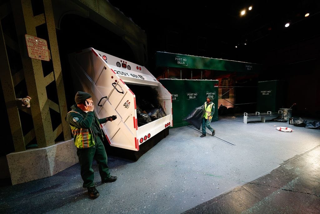 Trash talk and heartbreak in Theatreworks' 'The Garbologists' 2 actors onstage in a play