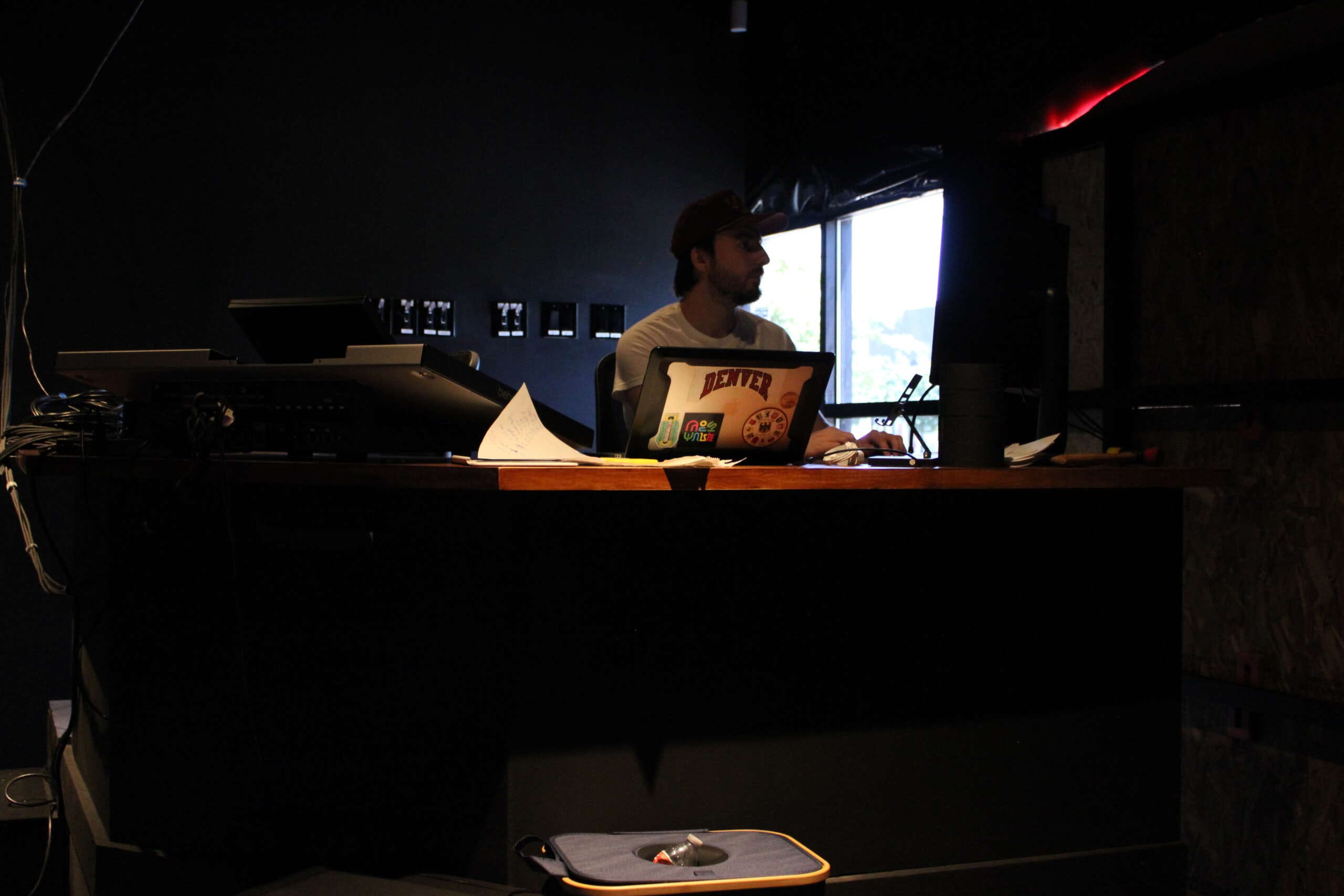 Man works in a tech booth