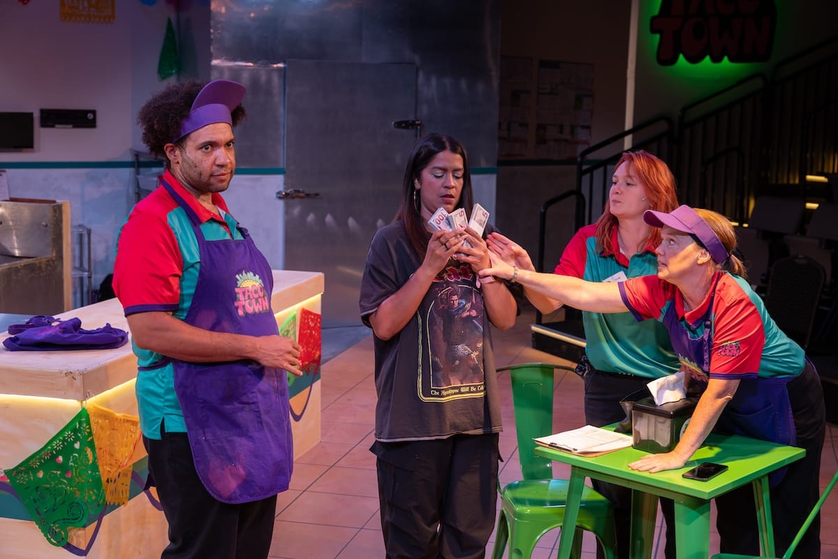 'Taco Town' at Miners Alley: great crew, incomplete order 2 actors onstage in a play