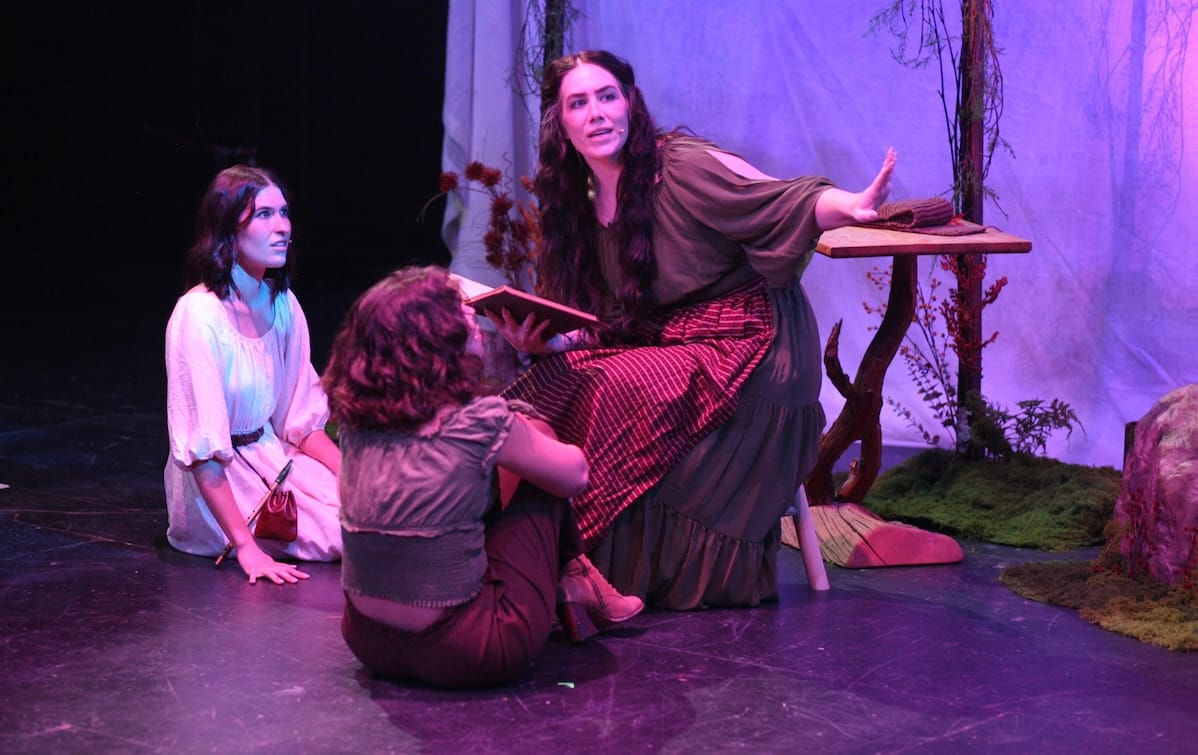 Three people act onstage in the premire of Brindlewood