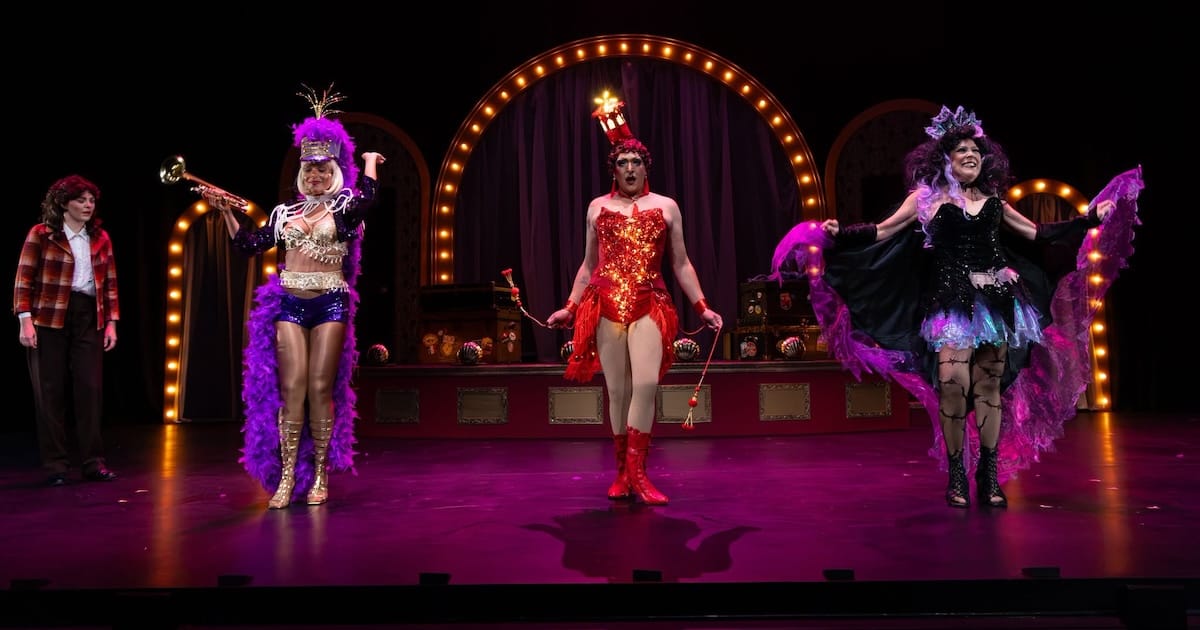 ‘Gypsy’ dazzles in the footlights, falters behind them 4 Three strippers dance while another woman looks on in