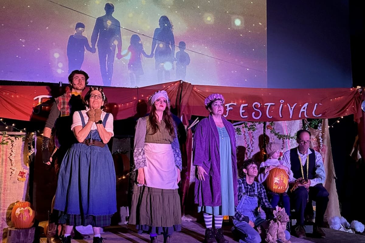 ‘The Pumpkin Kid’ glows at the Historic Elitch Theatre 4 Actors look sad as projections of a happy family play above them
