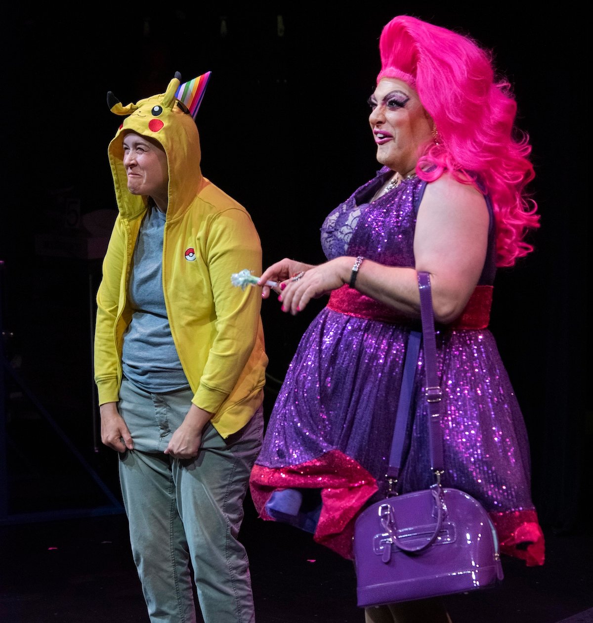 Local Theater experiments with world premiere of ‘Drag Queen Magic’ 3 Two actors in a scene from "Drag Queen Magic"