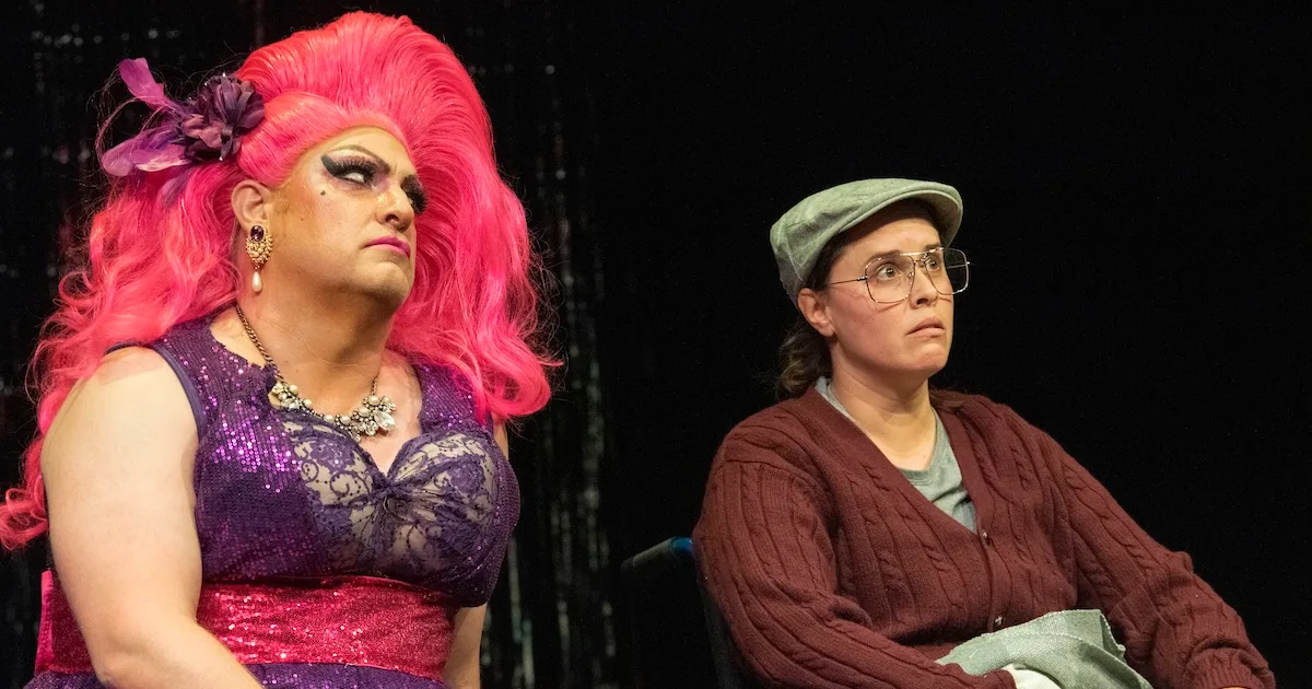 A drag queen glares at an old man in "Drag Queen Magic"